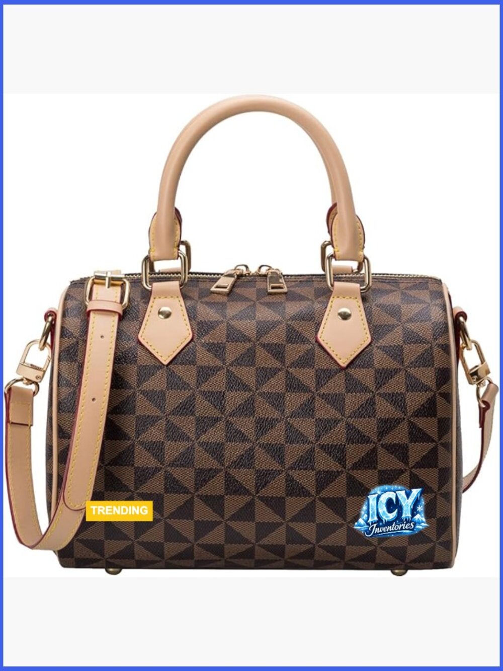 Faux Leather Satchel Handbag with Adjustable Crossbody Strap